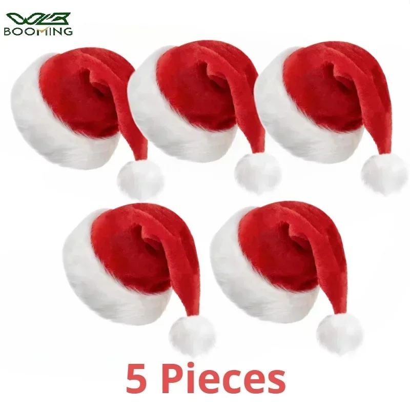 Santa Hat Plush - 5/1PCS Kerstmuts Pluche Volwassen Kinderen Zachte