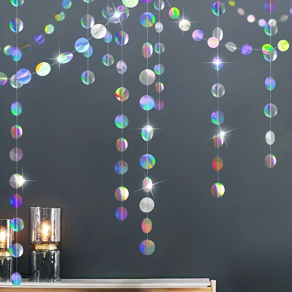 Tinsel Garland Decoration - 1pc Glinsterende Iriserende Cirkel Slingers -