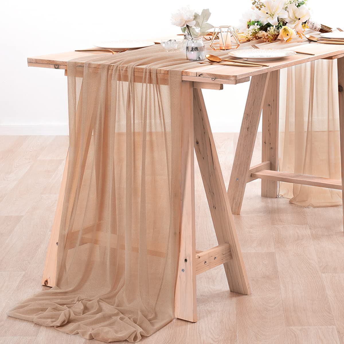 Christmas Table Runner - Chiffon tafelloper naakt pure stof zijde