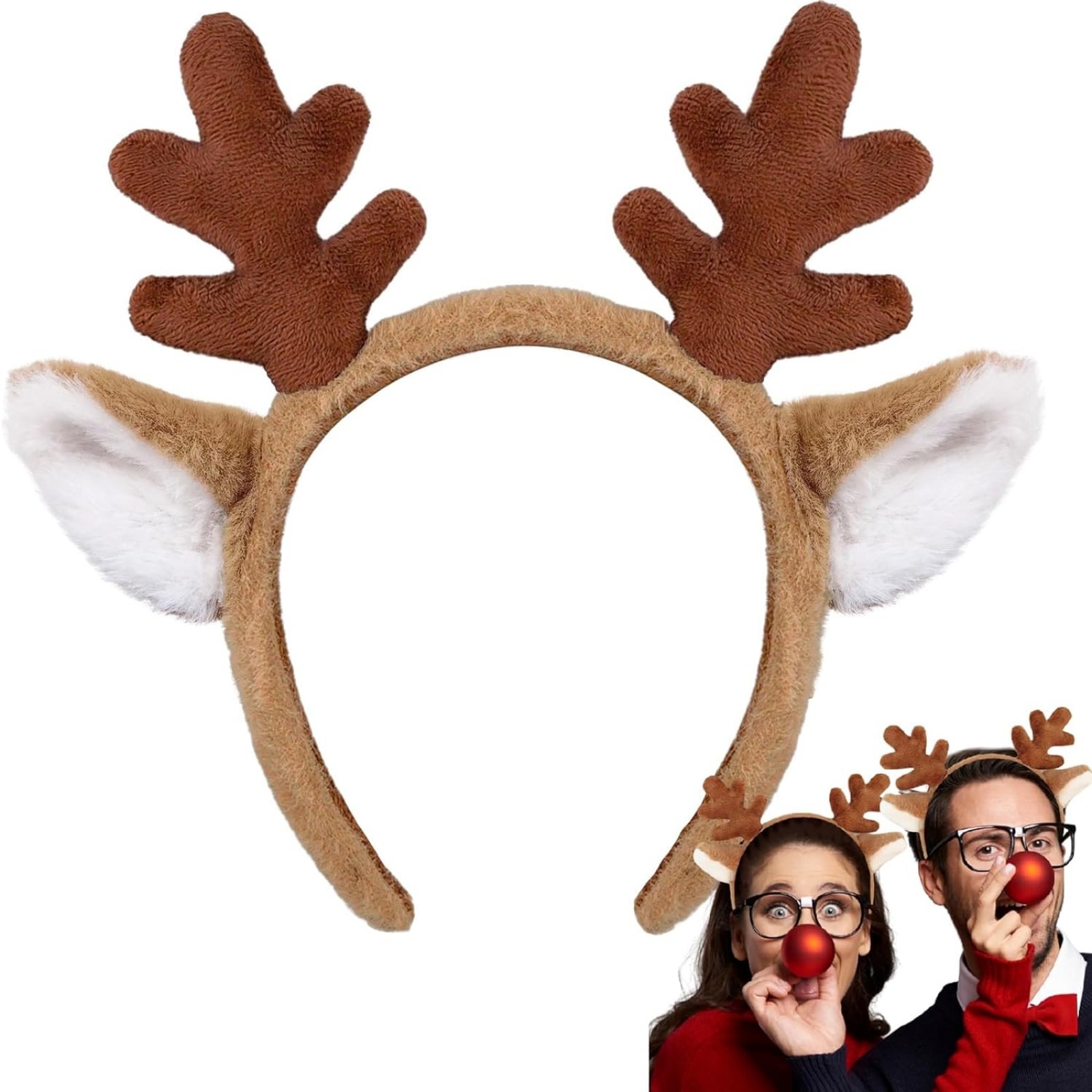 Reindeer Antlers Headband - 1PC Kerstrendiergewei Hoofdband - Pluche Feestelijk