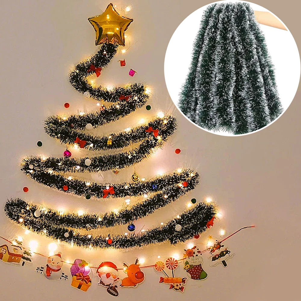 Tinsel Garland Decoration - 1/3/5 STUKS 2M Metallic Groen Wit