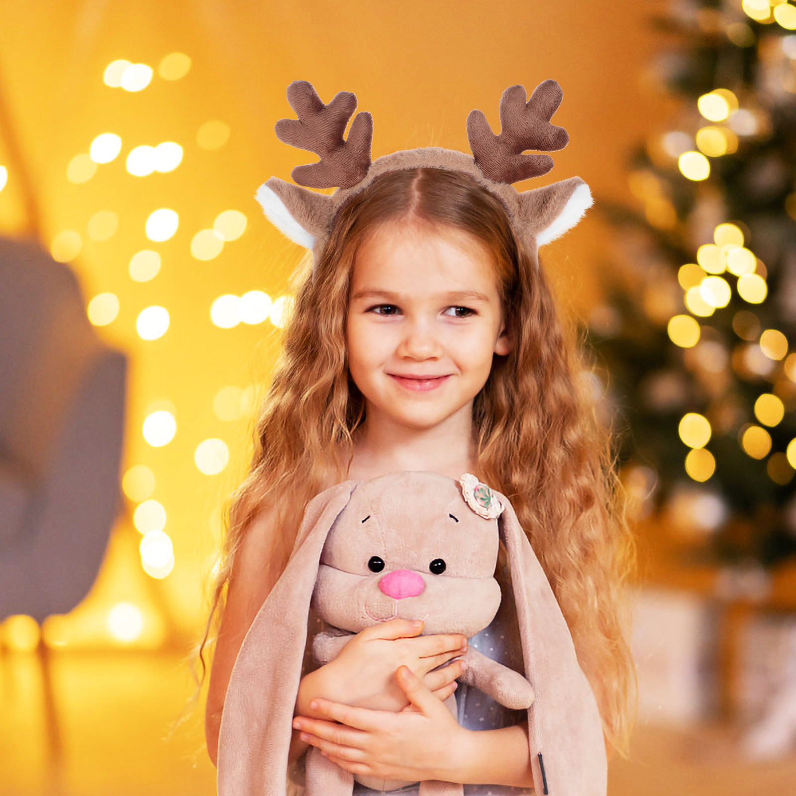 Reindeer Antlers Headband - Kersthoofdband met rendiergewei-design, comfortabel, universele pasvorm,