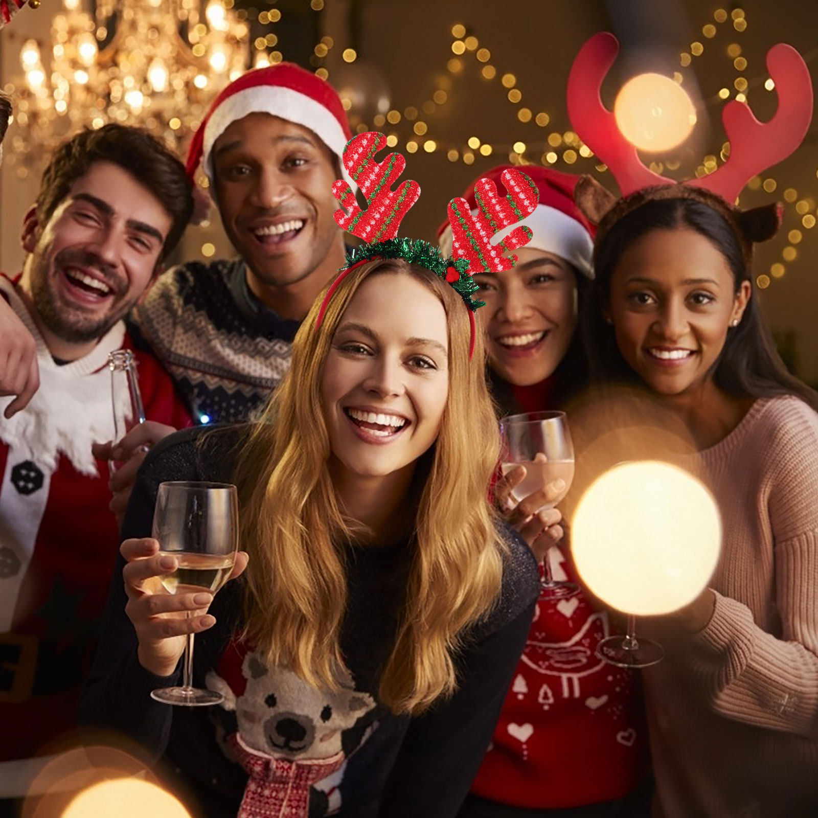 Reindeer Antlers Headband - Kerst rendiergewei hoofdband kleurrijk lichtgewicht feestelijke