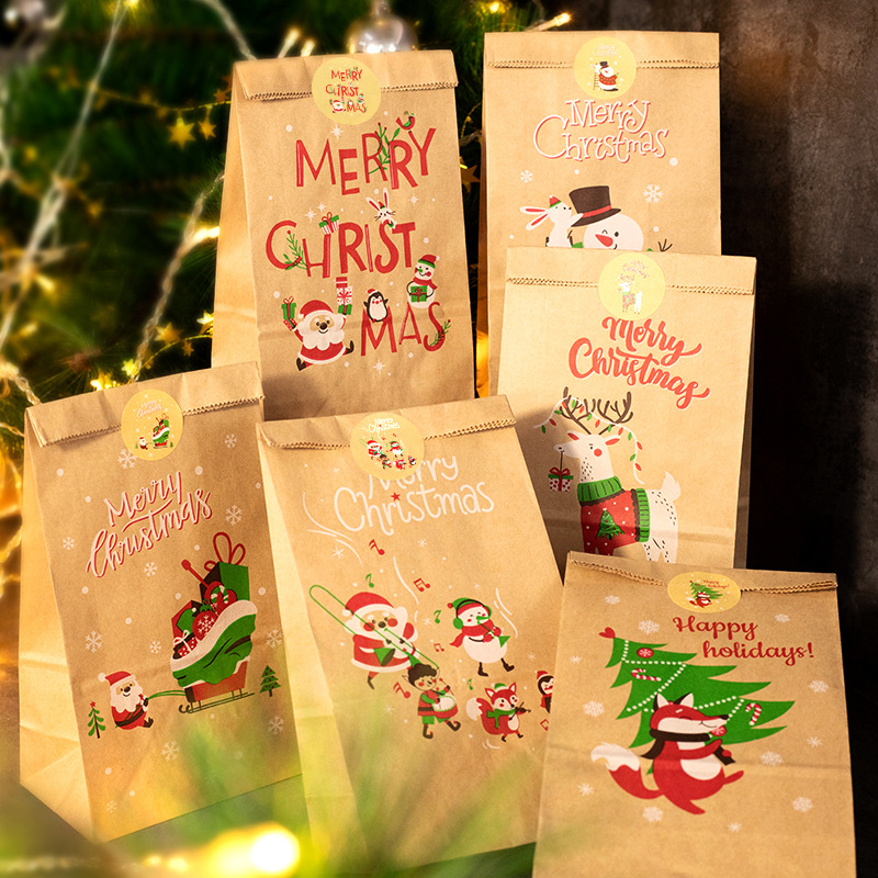 Advent Calendar Gift - Kerstcadeauzakjes Kraft Papieren Zak Snoepkoekjesverpakking Zak