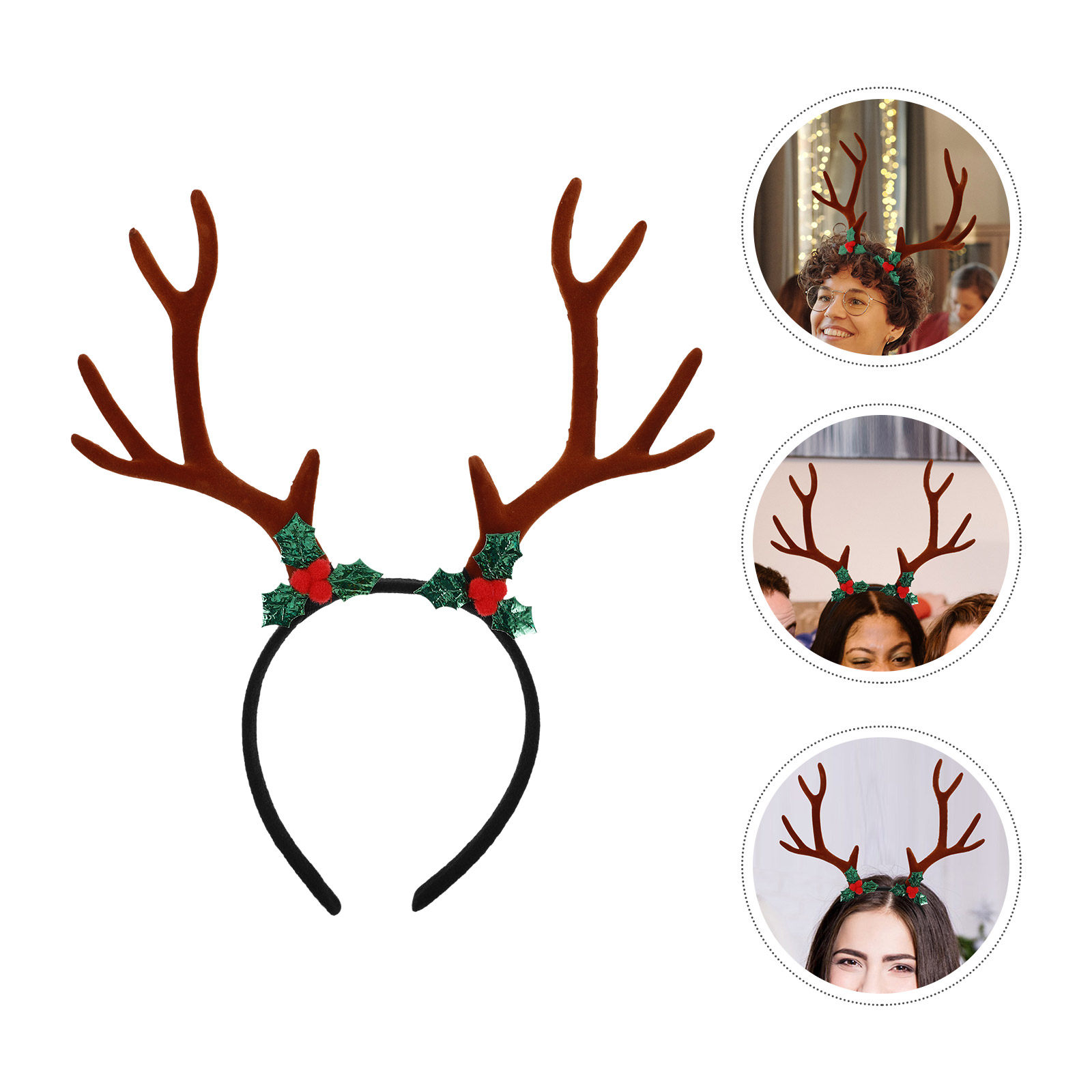 Reindeer Antlers Headband - Grote Feestelijke Rendiergewei Hoofdband Realistisch Gevlokte