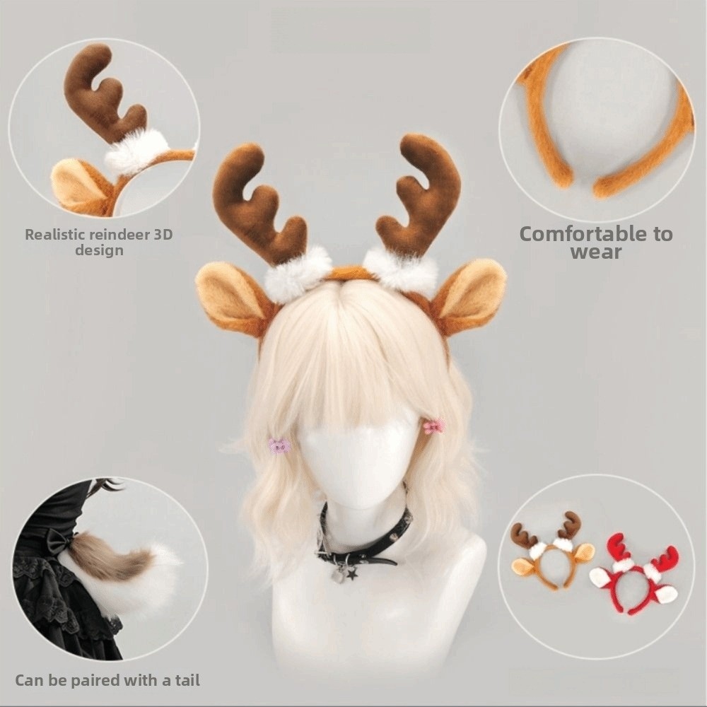 Pluche hertenhoorn haarband, s - Reindeer Antlers Headband recensie en prijs