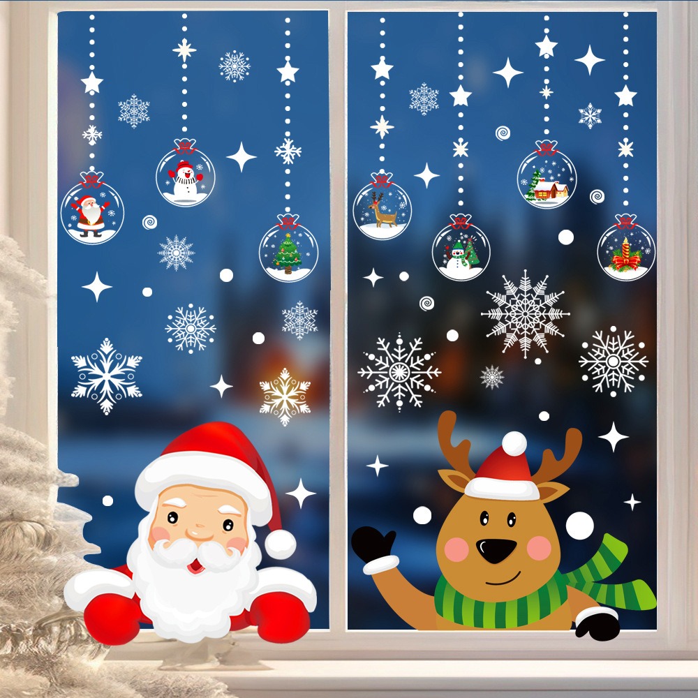 Cartoon Kerst Kerstman Raamsti - Snowflake Window Decal recensie en prijs