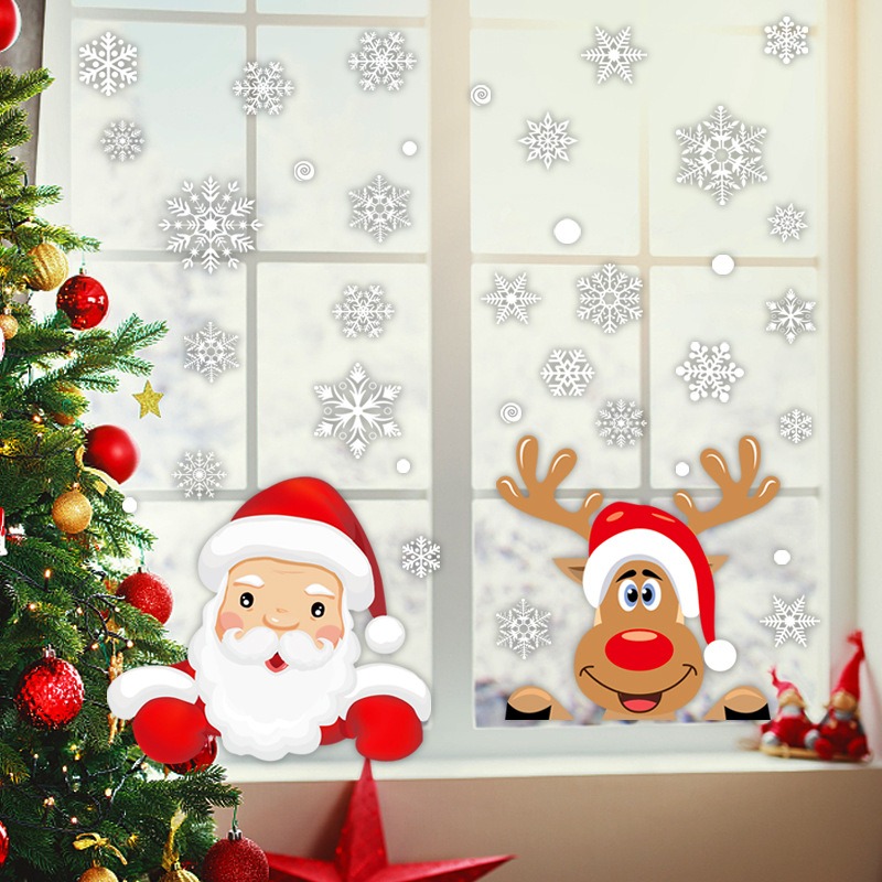 Cartoon Kerst Kerstman Raamsti - Snowflake Window Decal recensie en prijs